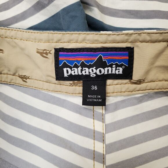 Patagonia Board Shorts Mens 36 Wavefarer 19" Striped Swim Trunks 86622 - Picture 3 of 10